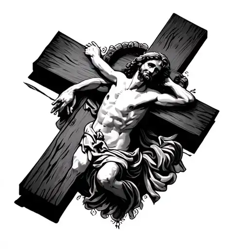 A Cross With Jesus Robe Rapped Around The Cross