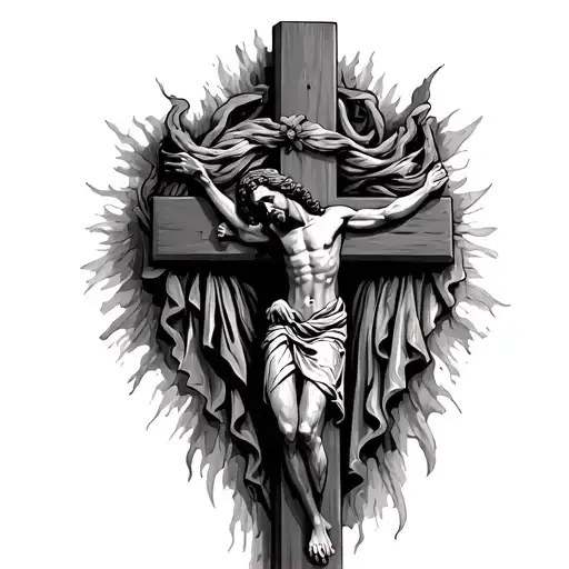 A Cross With Jesus Robe Rapped Around The Cross Tattoo Without Jesus On It