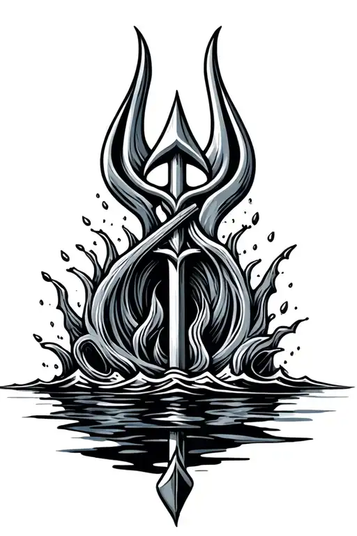 Poseidons Trident With Water