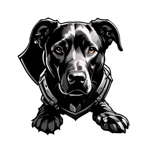 A Mix Of Labrador And Weimaraner Dog With Armor