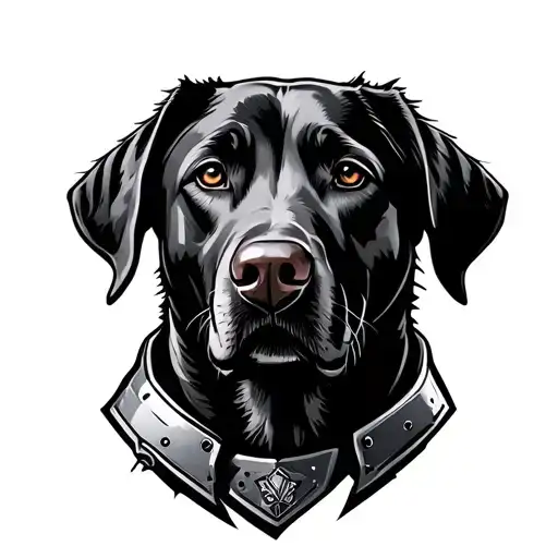 A Mix Of Labrador And Weimaraner Dog With Armor