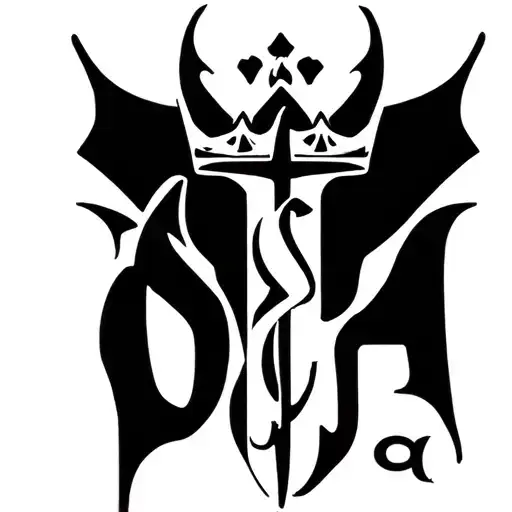 Simple Small Christian Cross With A Crown Ontop And The Letters D J A Integrated