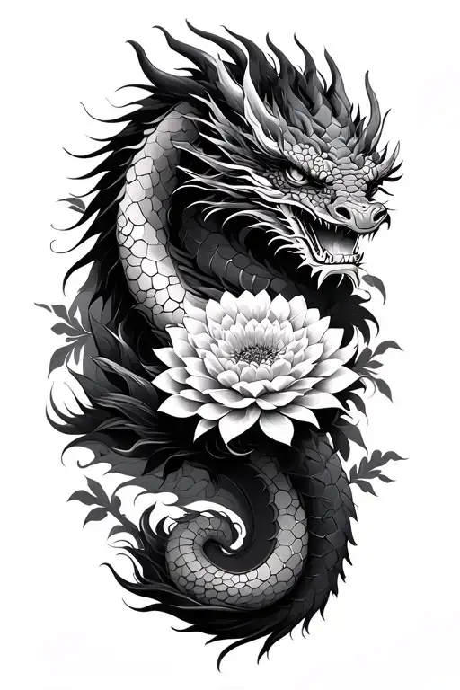 Eastern Dragon With Chrysanthemums