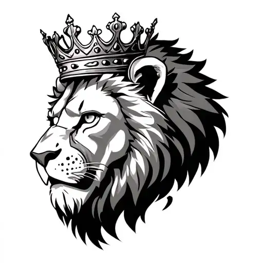 Lion Wearing A Crown On A Side Of His Head With A Scar On The Left Eye