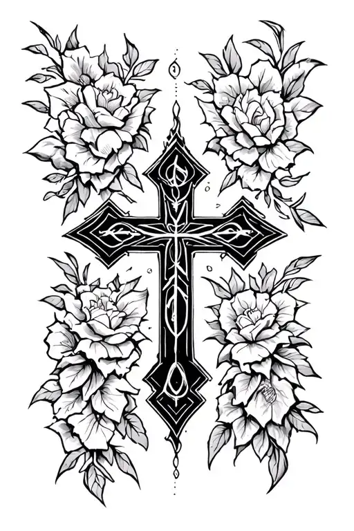Cross Tattoo With Leters Soto In Them