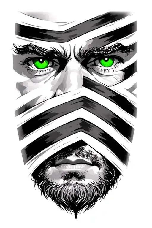 3 Stripe Arm Band And Chin Green Eyes Masculine War