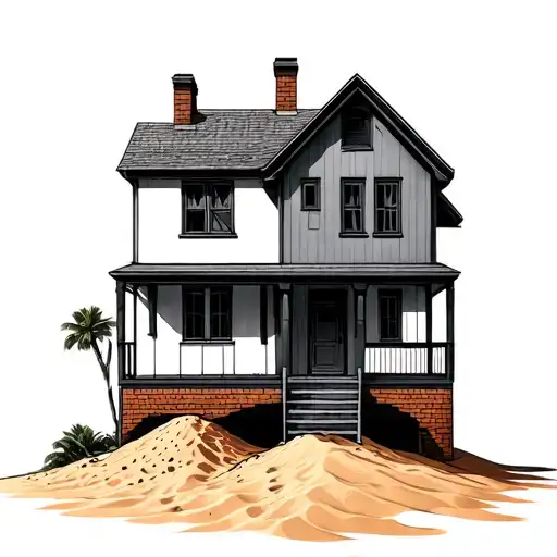 House On A Foundation That Is Half Bricks And Half Sand
