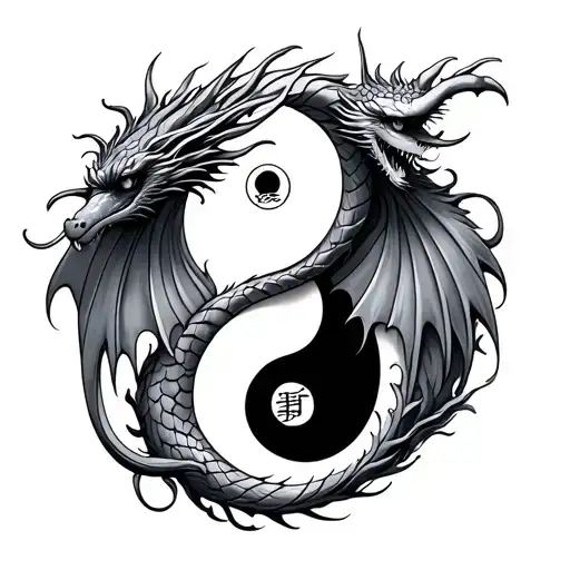 Yin Yang Dragons Aquarius Zodiac Sign