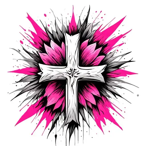 Pink With A Cross In Negative