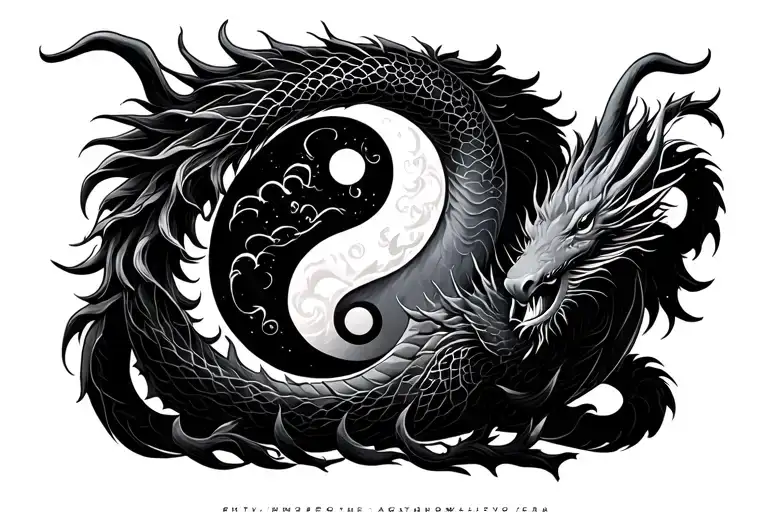 Yin Yang Dragons Aquarius Zodiac Sign