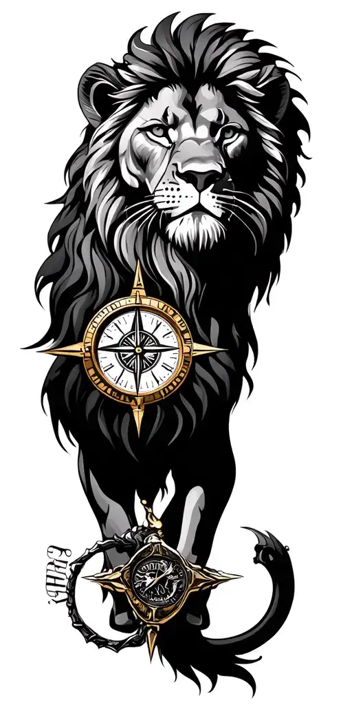 Lion And Compass And Watch And Son