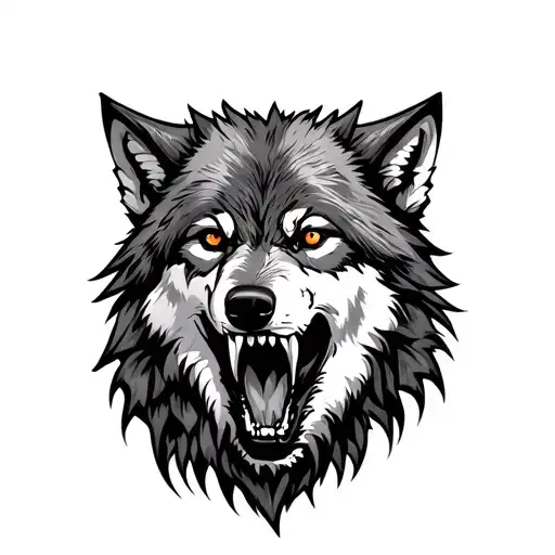 Wolf Half Snarling Wolf