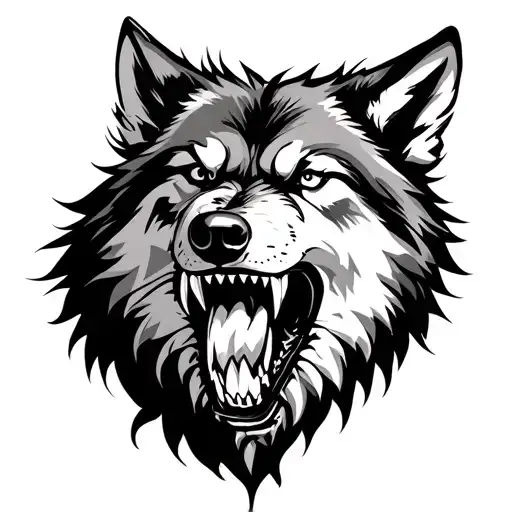 Halflip Snarling Wolf