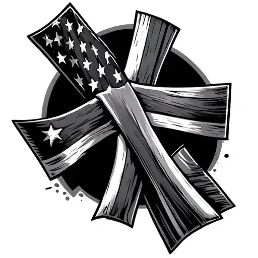 Cross With American Flag
