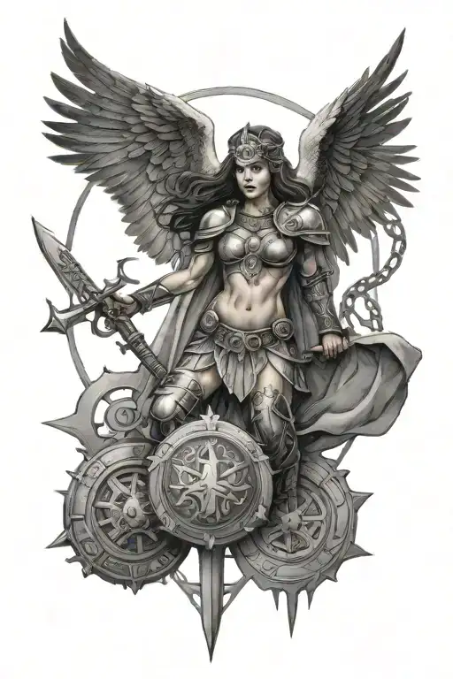Valkyrie Taking Marine To Valhalla Symbol With Intricate