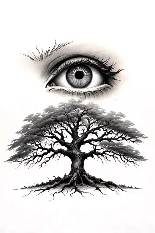 A Dry Tree And A Human Eye Above It