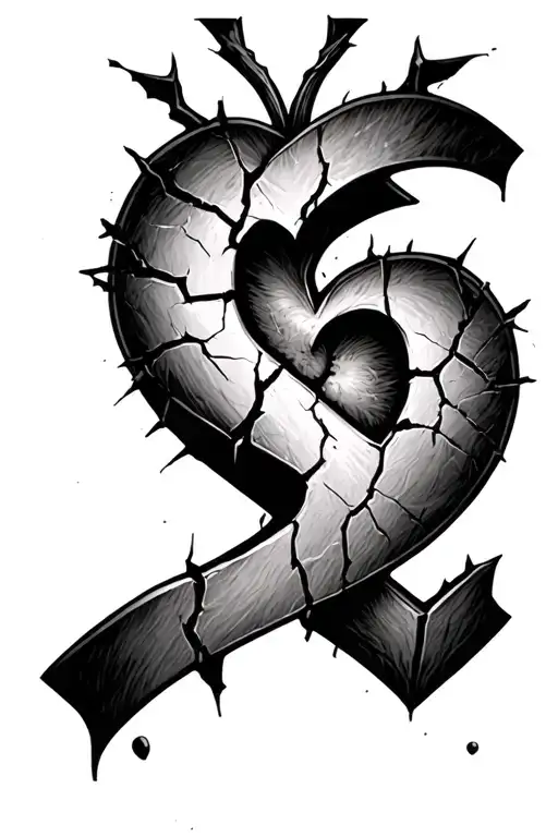 Broken Heart With The Cracks Making The Letter S