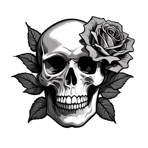 Skull And Rose Surrounded