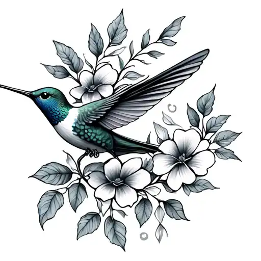 Vines Flowers Hummingbird