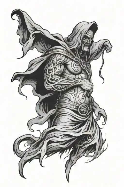A Person Standing To A Coming Huricane Tattoo Design
