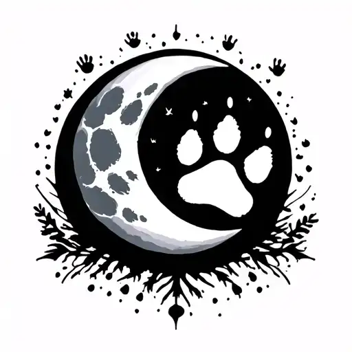 Moon And Paw Print