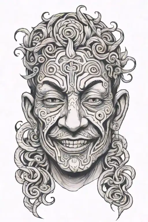 A Person Suffering But Still Happy Face