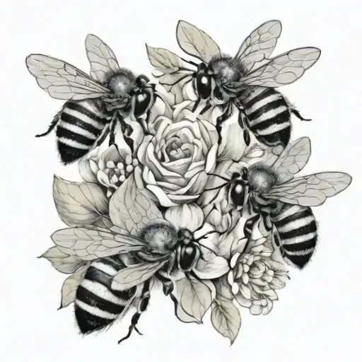 3 Bees With A Polen Trail