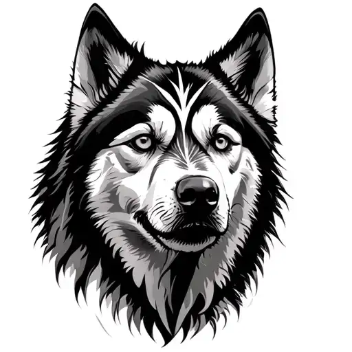 Husky With Maori Patterns