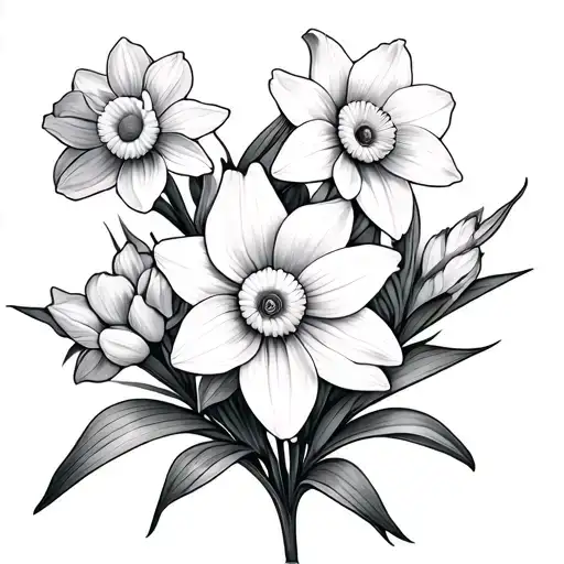 2 Aster 1 Narcissus Flower Bouquet