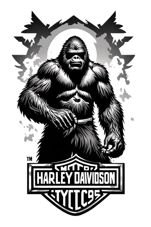Sasquatch With Harley Davidson Bar And Shield