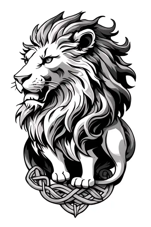 Irish Lion And Dara Knot Intertwined