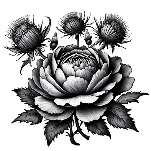 Thistles And Peonies Flower