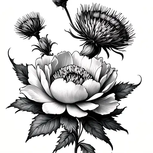 Thistles And Peonies Flower