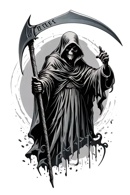 Grey 59 Letters With Grim Reaper Holding A Scythe