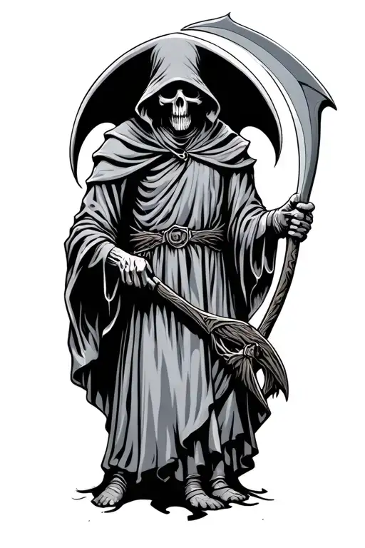 Grey 59 Letters With Grim Reaper Holding A Scythe