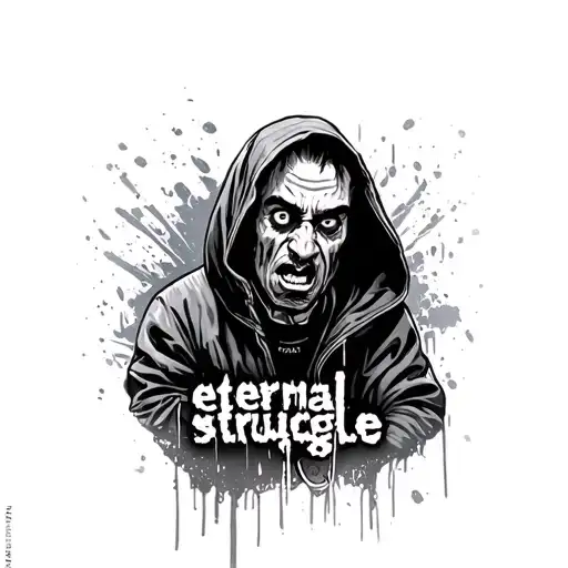 Crazy Looking Man Wearing A Straightjacket And The Words Eternal Struggle In Graffiti