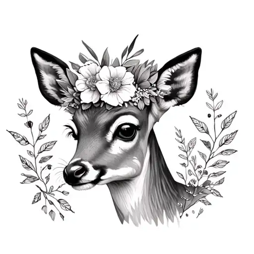 Fawn With A Flower Crown