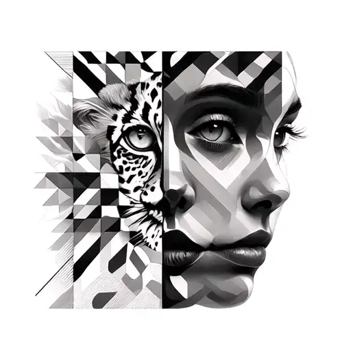 Women's Face Half Guepardo Geometric And Abstract Designs Including A Geometric Dispersion