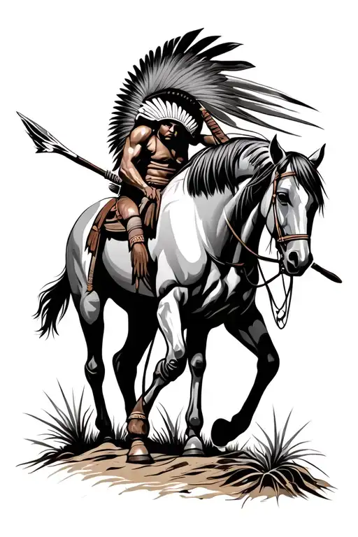 Seminole Indian Planting A Spear Horse Back