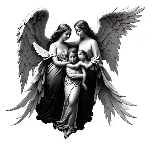 3 Angels Watching Over A Family Of 6