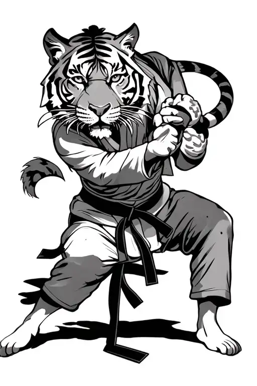 Tigress Doing Taekwondo Black Belt