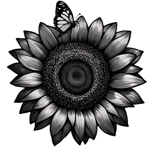 Sunflower And Butterfly