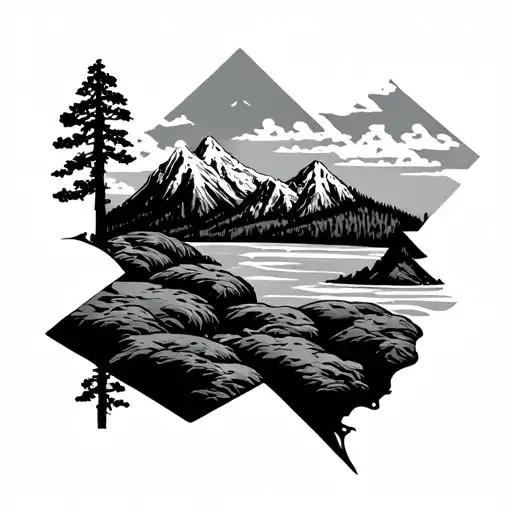 Souther California Inspired Tattoo Featuring Mountains