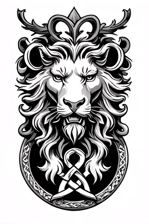 Irish Lion Trinity Knot Design Incorporating Elements