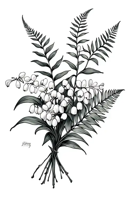 Fern Leaf Intertwined Lily Of The Valley Bouquet