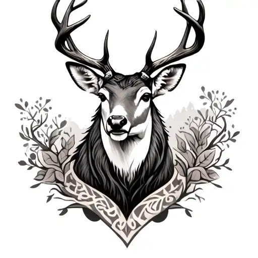 European Deer Mount On The Knee