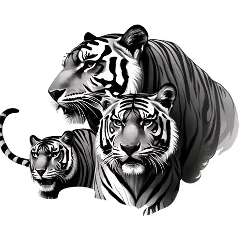 Family Of Four Tigers