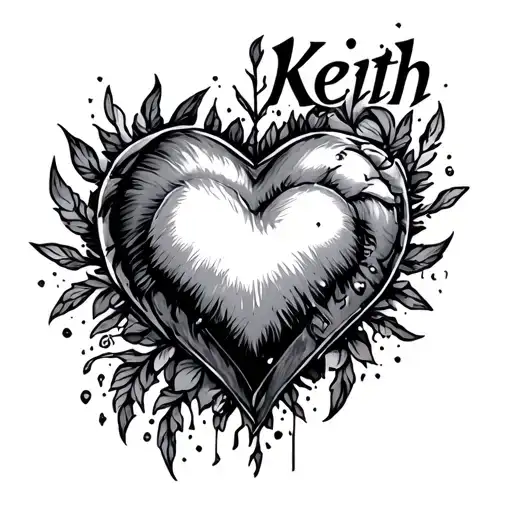 Text Keith With Heart Surrounded