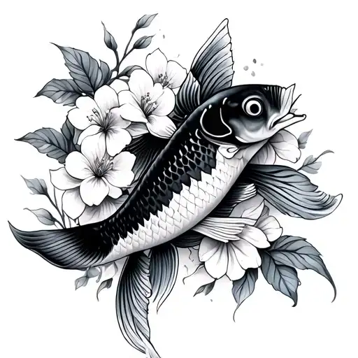 Flower Blossoms And Koi Fish Arm Sleeve