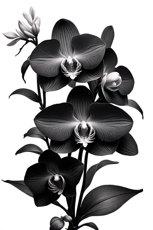 Minimalist Vine Of Orchids Blooming